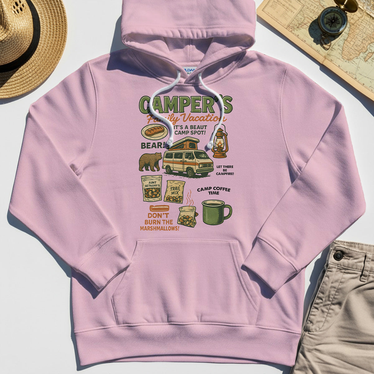 Camper’s Family Vacation Hoodie, Funny Outdoor Campfire Coffee Trail Mix Adventure Hoodies 5