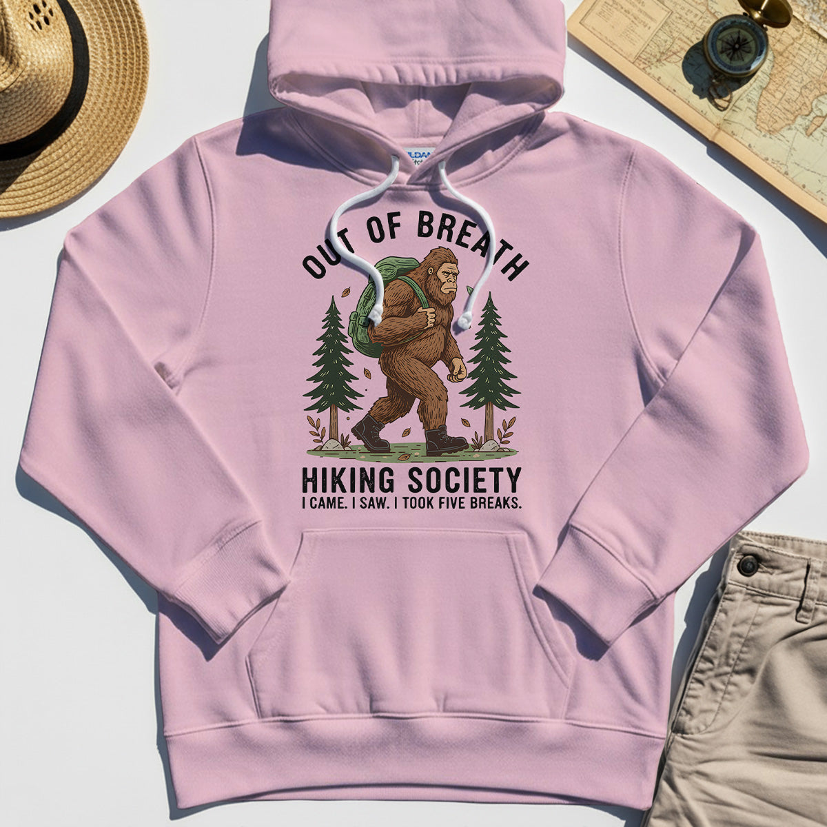 Out of Breath Hiking Society Hoodie, Funny Sasquatch Outdoor Camping Hoodie 6