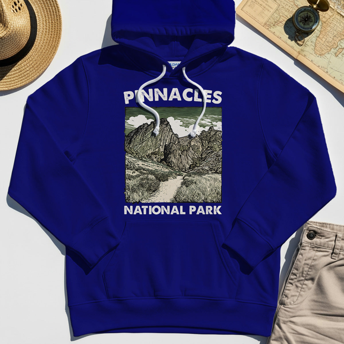 Pinnacles National Park Hoodie, Vintage Nature Camping Adventure Hoodie 6
