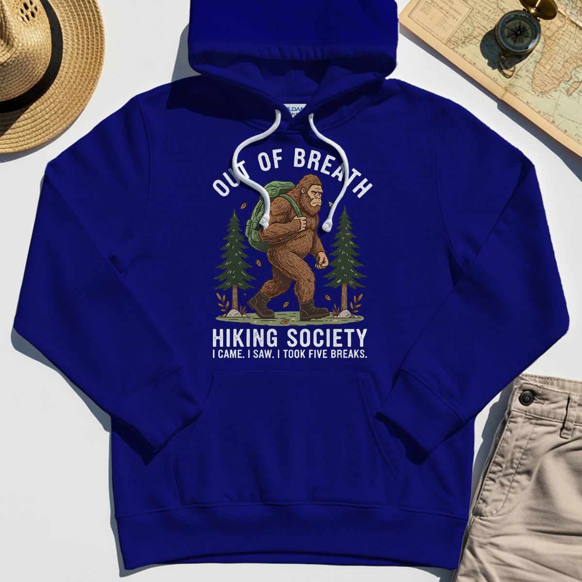 Out of Breath Hiking Society Hoodie, Funny Sasquatch Outdoor Camping Hoodie 1