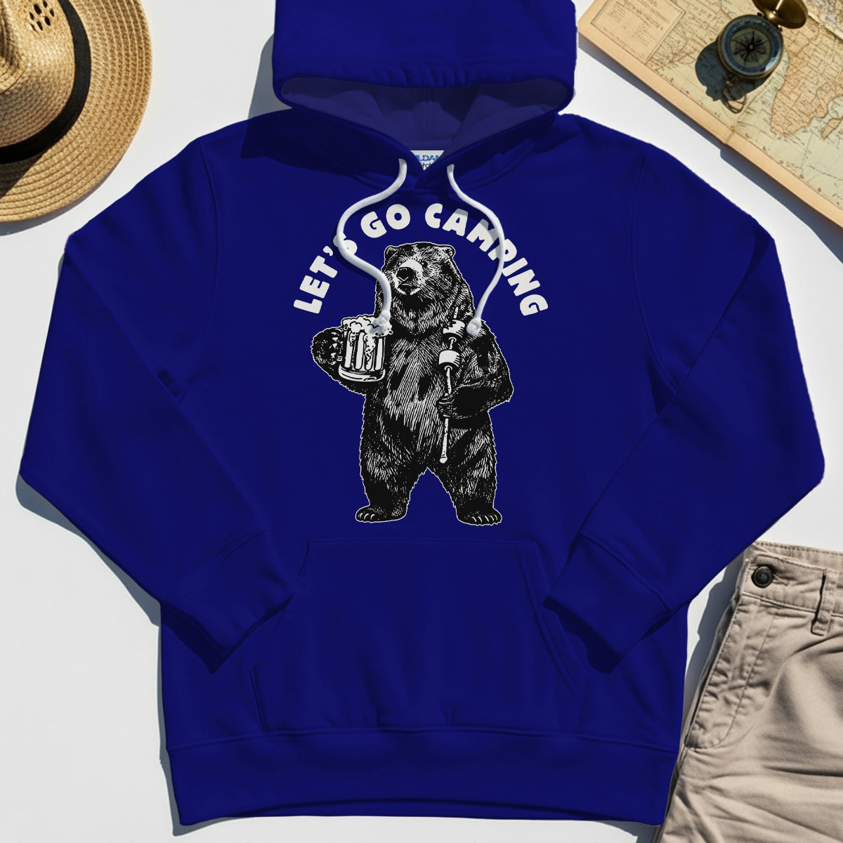 Let’s Go Camping Funny Bear Drinking Beer Hoodie, Beer Lover Hoodie For Outdoor Adventure & Camping Fans 6