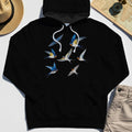 Elegant Flying Swallows Hoodie , Minimalist Wildlife Camping Graphic Hoodies Gift For Nature Campers 2