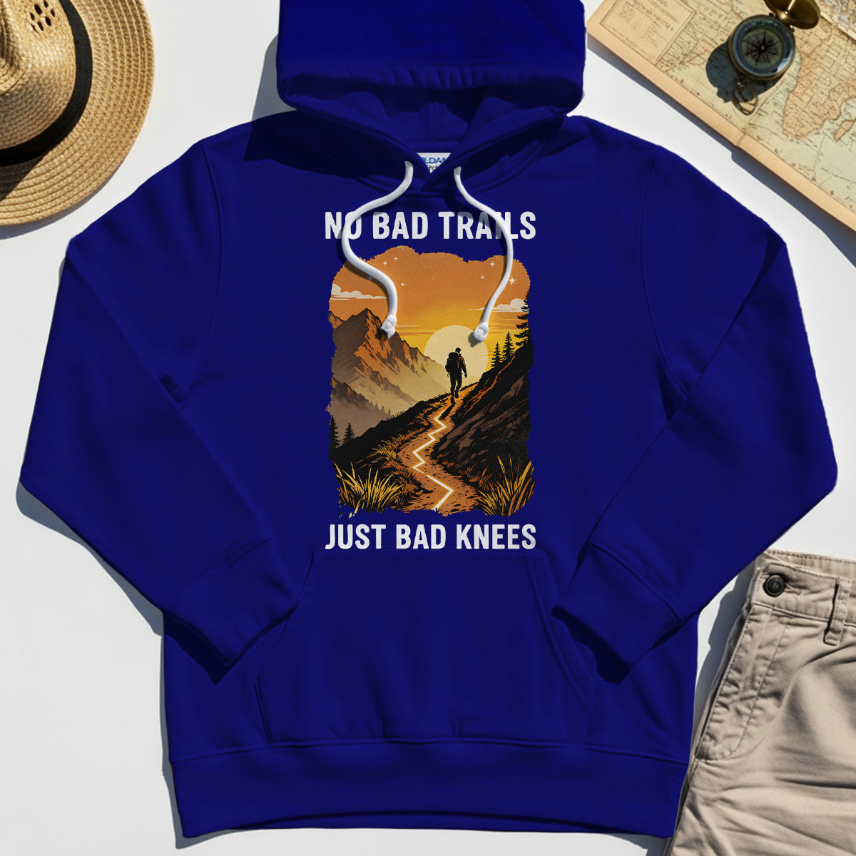 No Bad Trails Just Bad Knees Hoodie, Funny Trail And Camping Hoodies For Outdoor Lovers 6