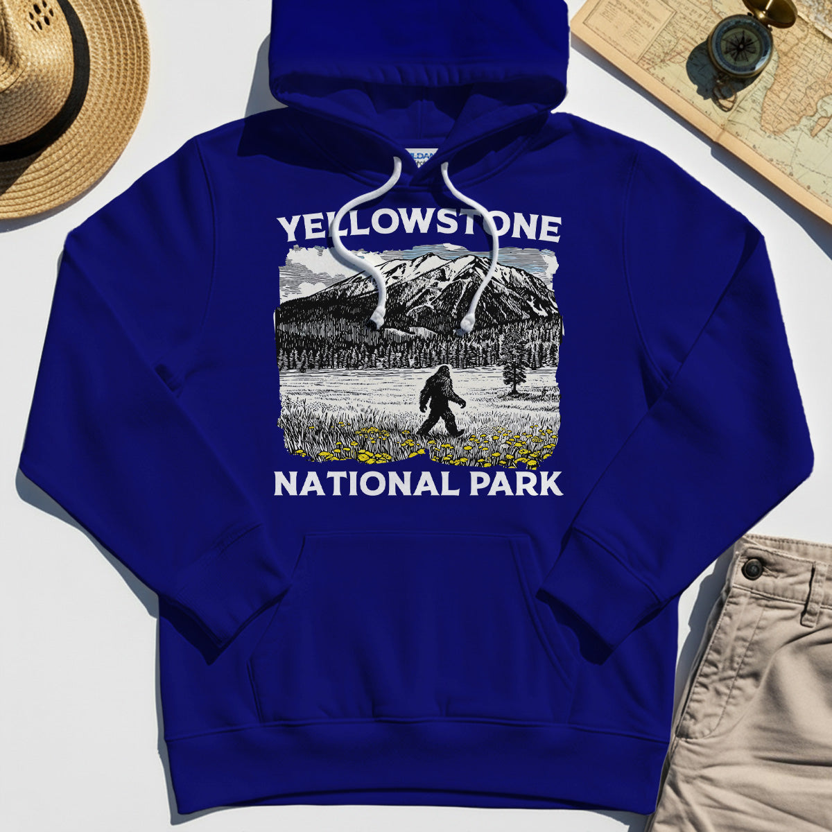 Yellowstone National Park Hoodie, Bigfoot Hiking Graphic 6