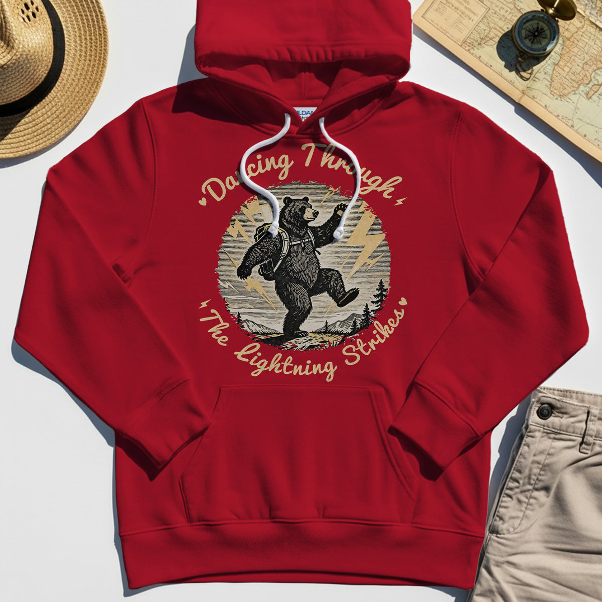 Dancing Through The Lightning Strikes Camping Bears Hoodie 7