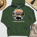 Retro Yellowstone National Park Hoodie, Bison Silhouette Outdoor Adventure Hoodies For Nature Campers 3