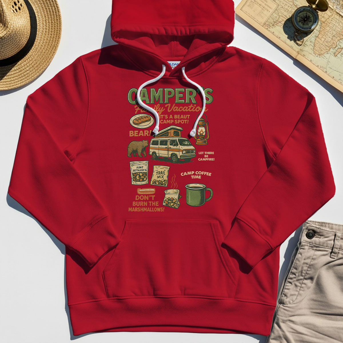 Camper’s Family Vacation Hoodie, Funny Outdoor Campfire Coffee Trail Mix Adventure Hoodies 7