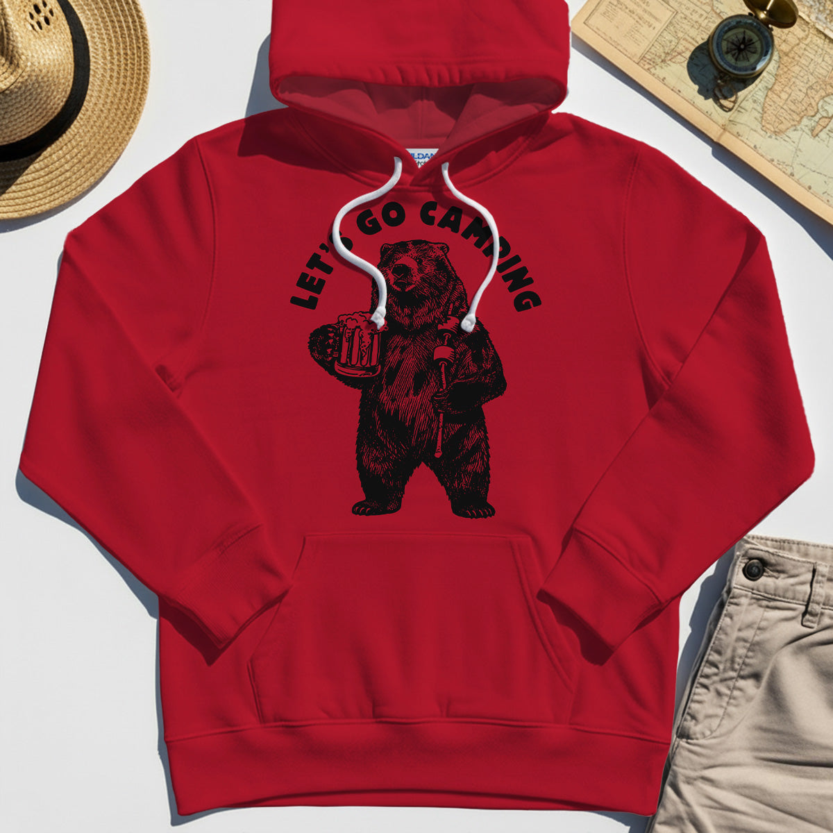 Let’s Go Camping Funny Bear Drinking Beer Hoodie, Beer Lover Hoodie For Outdoor Adventure & Camping Fans 7