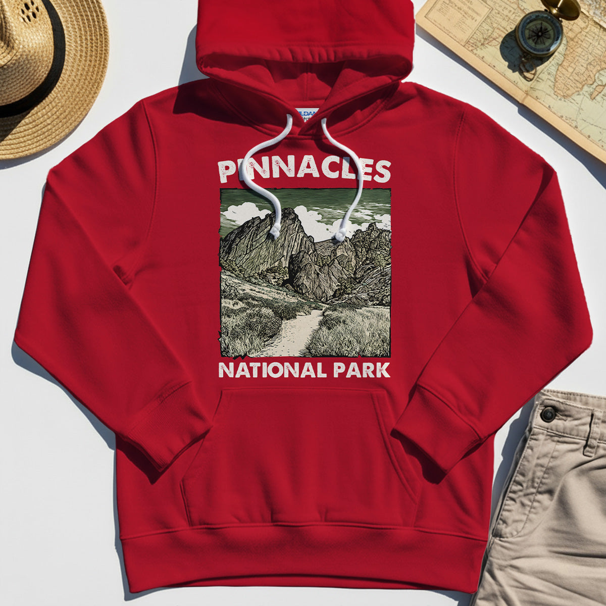 Pinnacles National Park Hoodie, Vintage Nature Camping Adventure Hoodie 7
