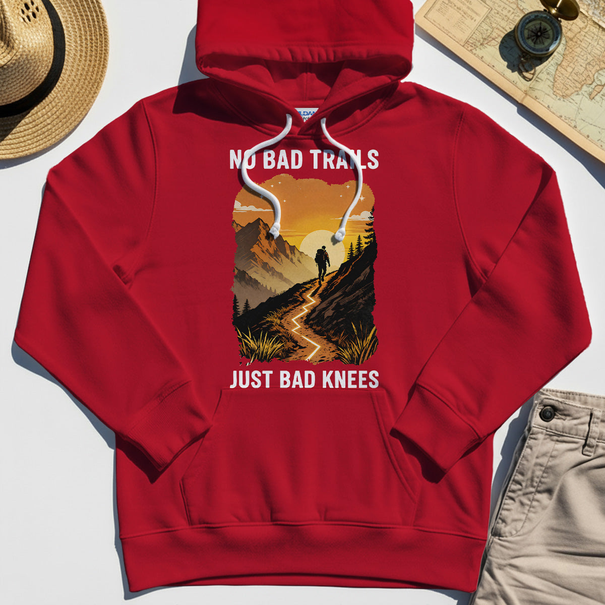 No Bad Trails Just Bad Knees Hoodie, Funny Trail And Camping Hoodies For Outdoor Lovers 7