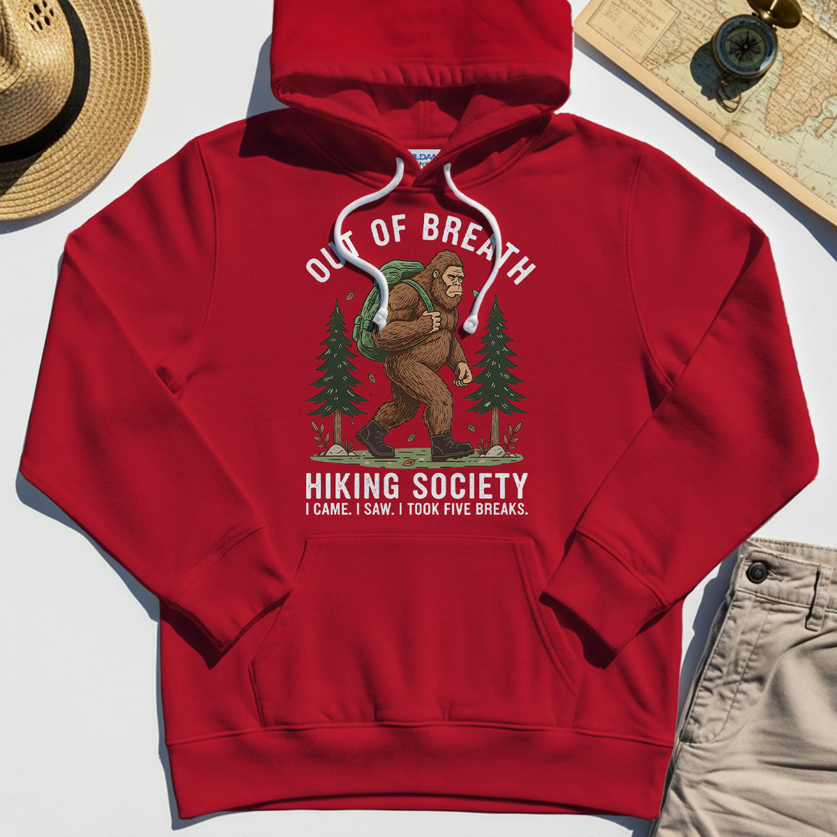 Out of Breath Hiking Society Hoodie, Funny Sasquatch Outdoor Camping Hoodie 7