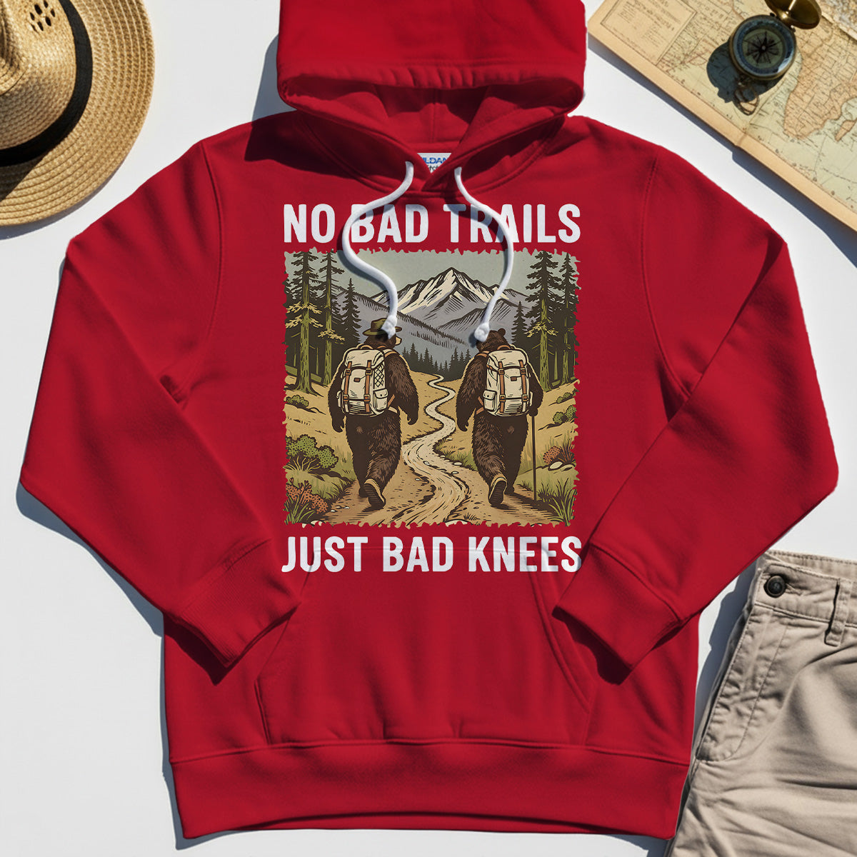 No Bad Trails Just Bad Knees Hiking Hoodie 7