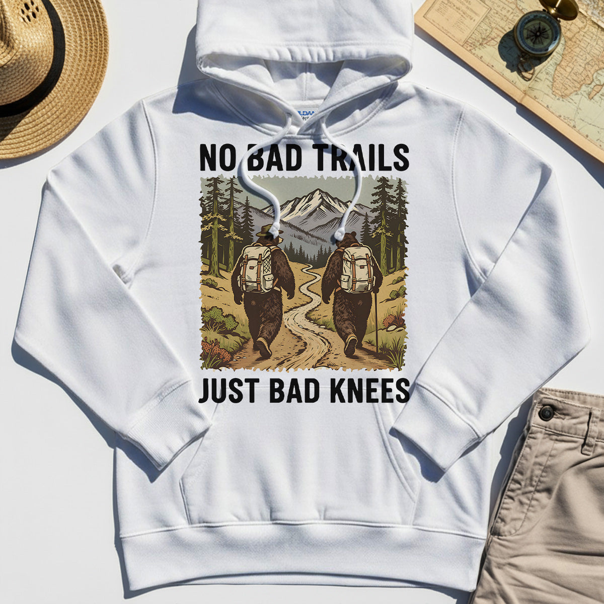 No Bad Trails Just Bad Knees Hiking Hoodie 8