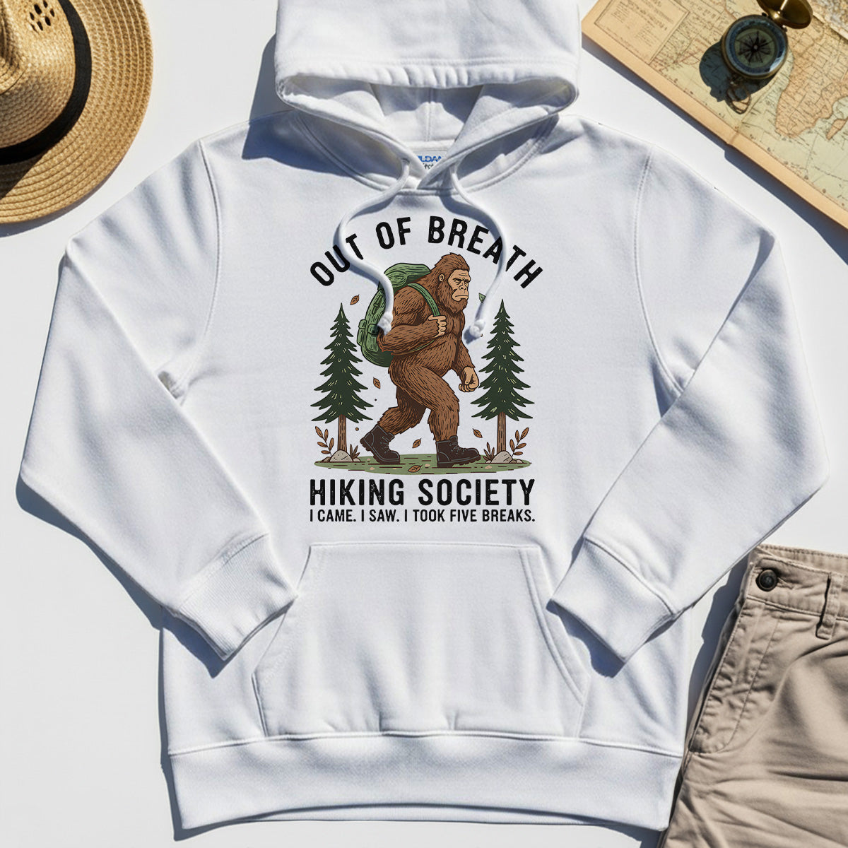 Out of Breath Hiking Society Hoodie, Funny Sasquatch Outdoor Camping Hoodie 8