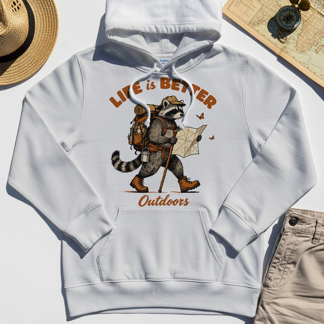 Raccoon "Life is Better Outdoors" Hoodie 1