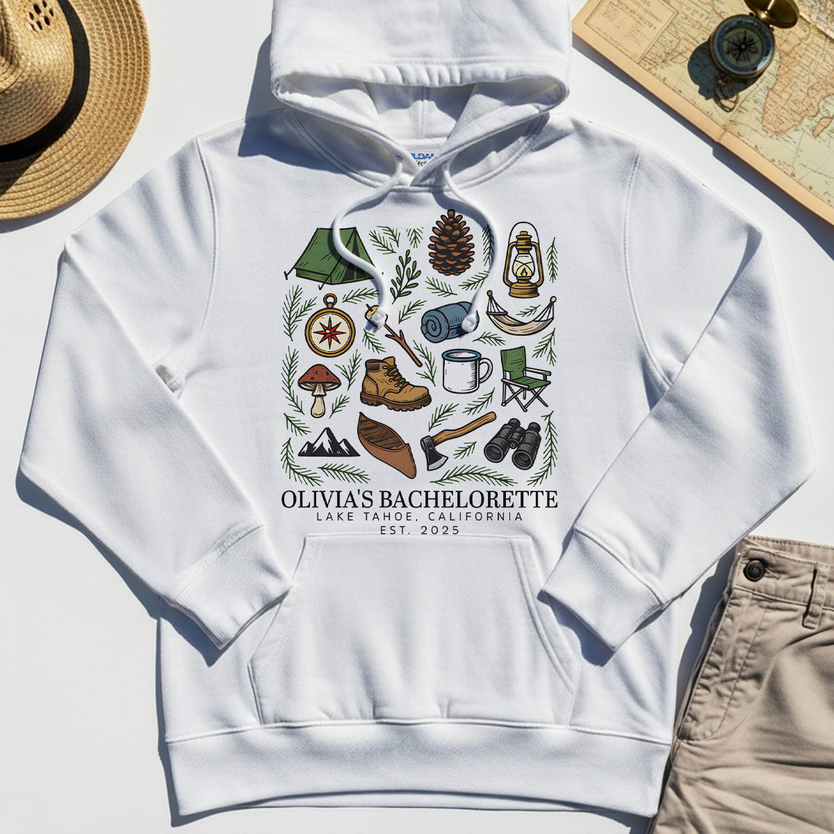 Bachelorette Camping Trip Hoodie, Bride Tribe Camping Trip Hoodies For Lake Tahoe 11