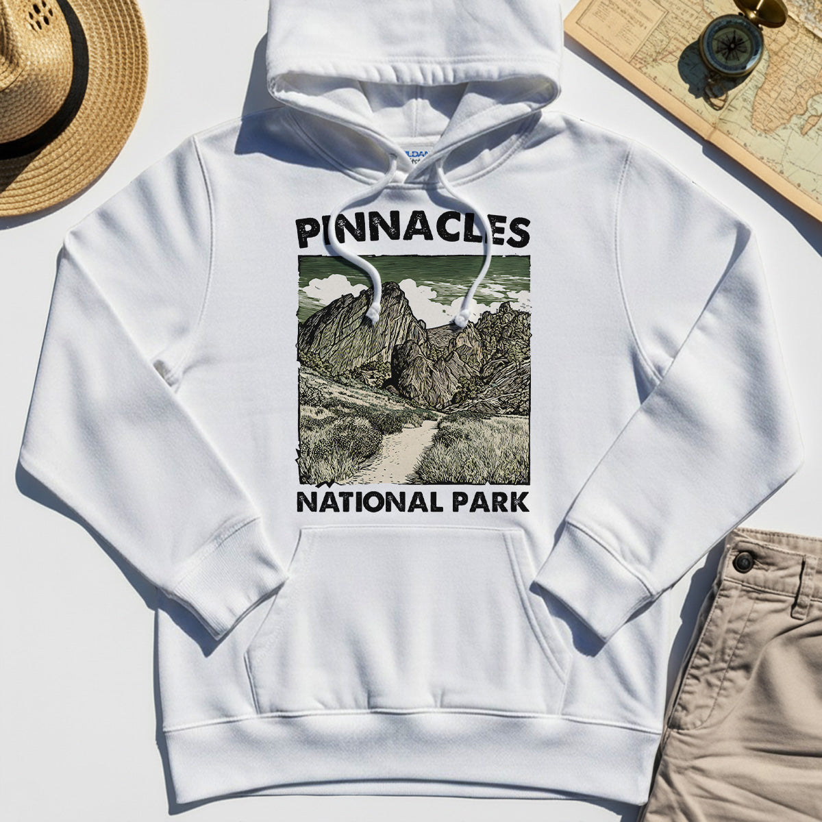 Pinnacles National Park Hoodie, Vintage Nature Camping Adventure Hoodie 8
