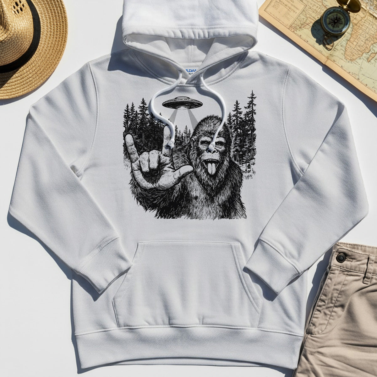 Funny Bigfoot Rock On Hoodie 8