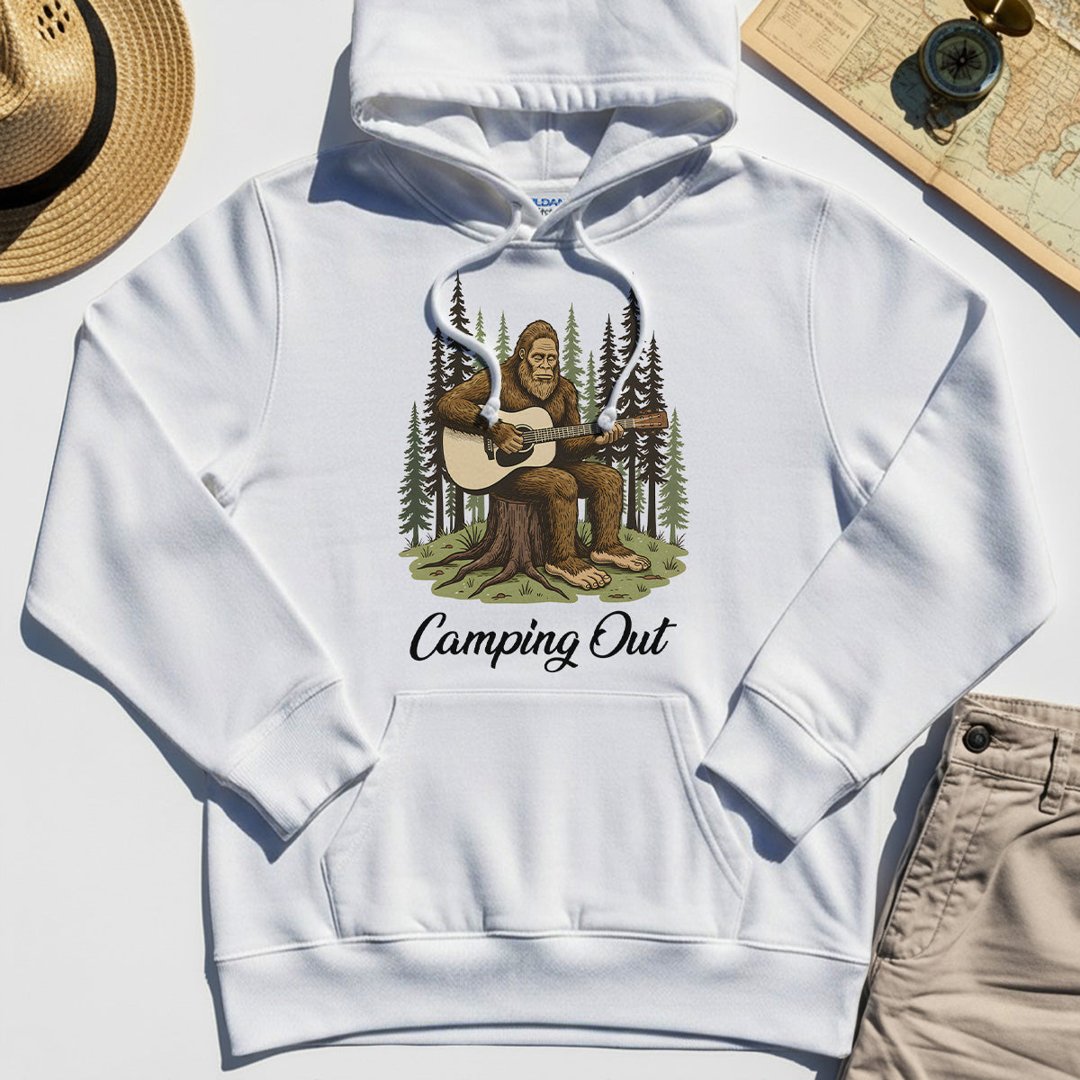 "Camping Out" Funny Bigfoot Camping Hoodies 8