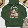 Just Roll With It Hoodies, Retro Camper Van Adventure Hoodie For Camping Lovers 3