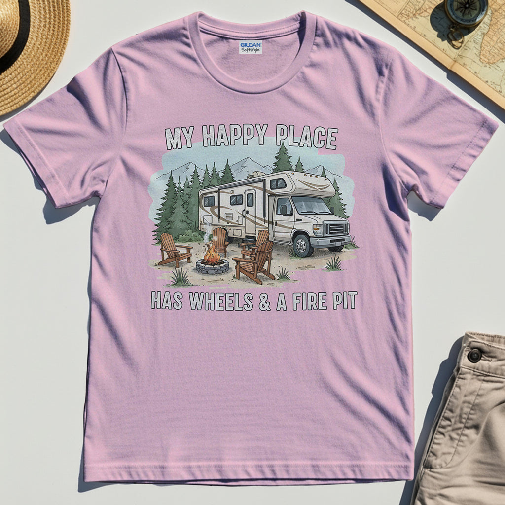 My Happy Place Has Wheels & A Fire Pit Shirt 5