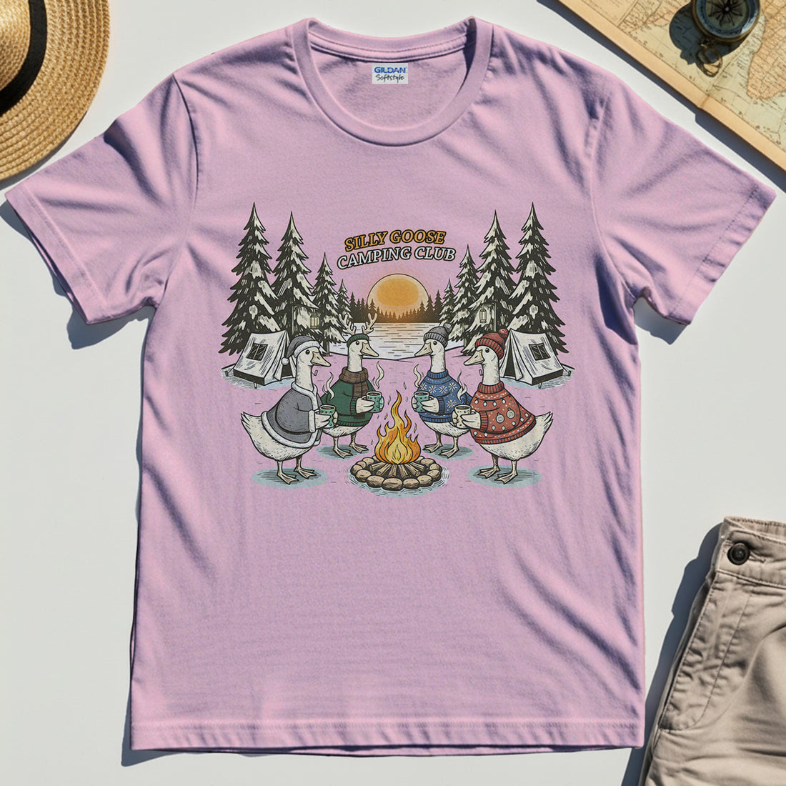 Silly Goose Camping Club Shirt, Funny Goose Campfire T-Shirt for Outdoor Lovers 1
