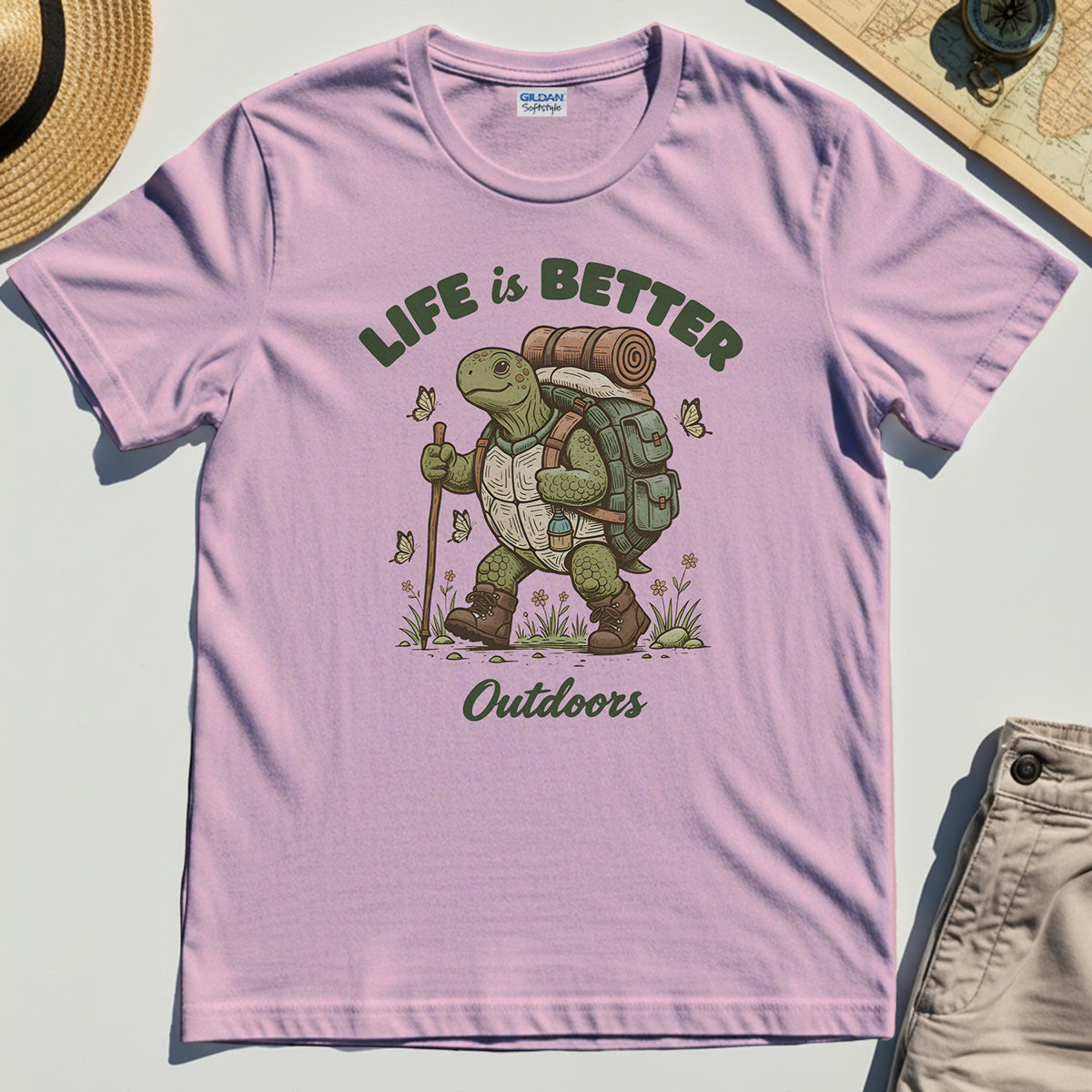 Outdoor Lovers Shirts – Life Is Better Outdoors, Funny Hiking Turtle Graphic Tee 5