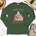Just Roll With It Long Sleeve, Retro Camper Van Adventure Long Sleeve Tee For Camping Lovers 3