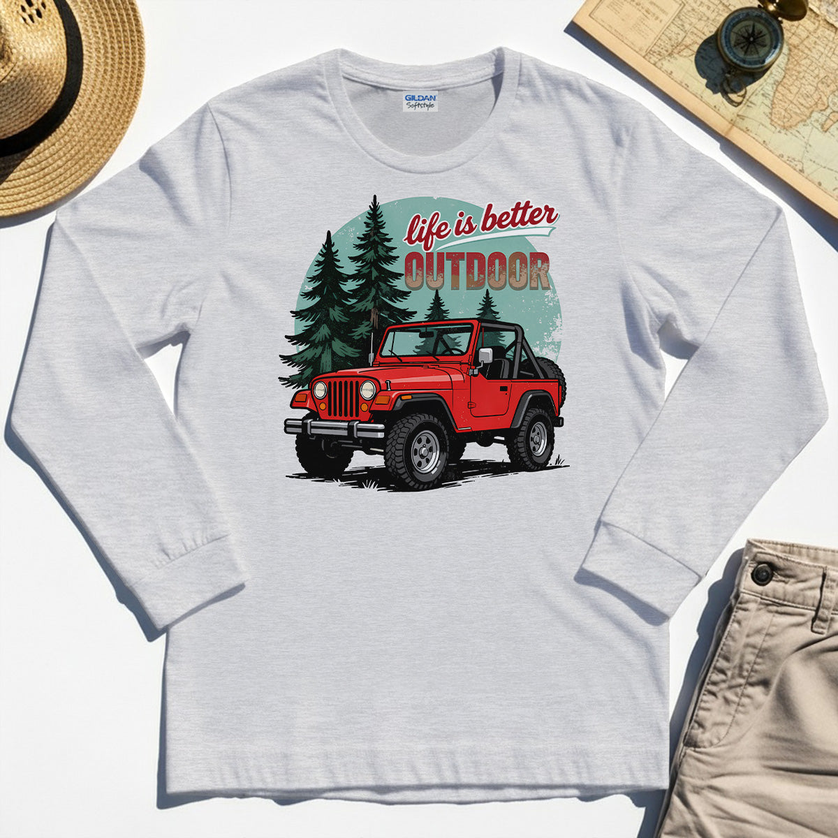 "Life Is Better Outdoor" Long Sleeve, Adventure Off-Road Camping Outdoor Long Sleeve Tee 4