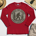 Retro Respect the Locals Bigfoot Long Sleeve, Funny Sasquatch National Park Camping Long Sleeve Tee 5