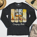 Van Life and Campfire Graphic Long Sleeve, Watercolor Campfire and Tent Graphic Long Sleeve Tee For Outdoor Lovers 5