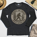 Retro Respect the Locals Bigfoot Long Sleeve, Funny Sasquatch National Park Camping Long Sleeve Tee 6