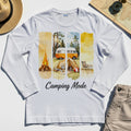 Van Life and Campfire Graphic Long Sleeve, Watercolor Campfire and Tent Graphic Long Sleeve Tee For Outdoor Lovers 6