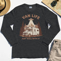 Just Roll With It Long Sleeve, Retro Camper Van Adventure Long Sleeve Tee For Camping Lovers 4