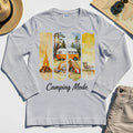 Van Life and Campfire Graphic Long Sleeve, Watercolor Campfire and Tent Graphic Long Sleeve Tee For Outdoor Lovers 7