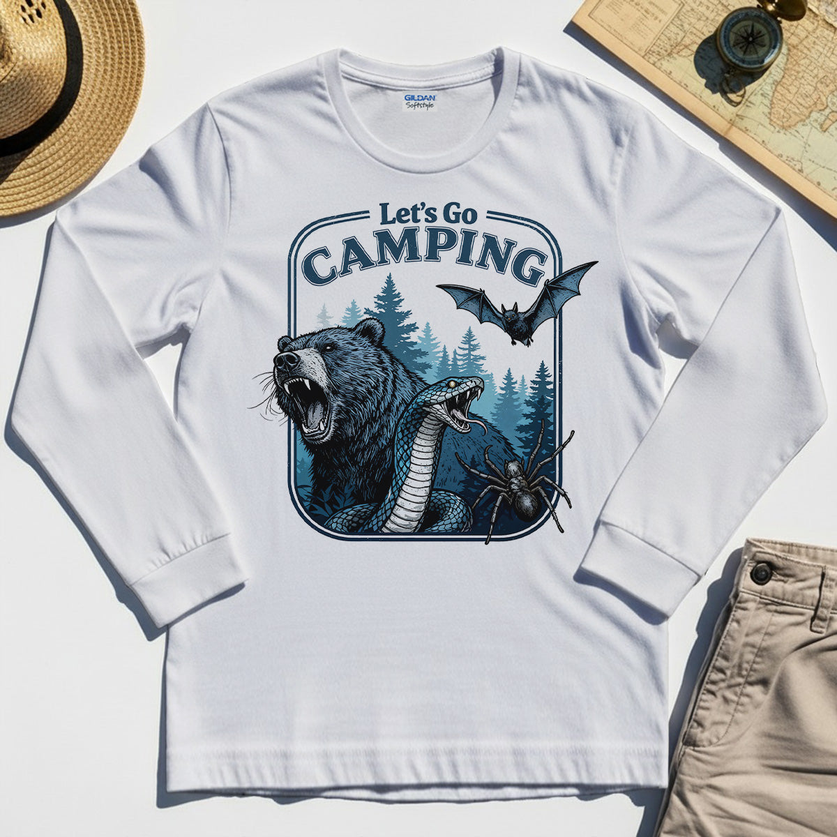 Let’s Go Camping Long Sleeve, Funny Outdoor Adventure Long Sleeve Tee For Hikers and Campers 7