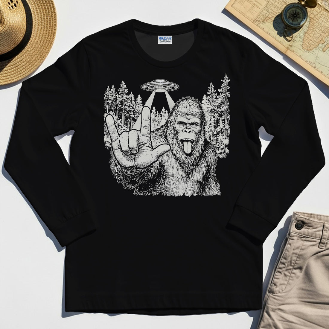 Funny Bigfoot Rock On Long Sleeve 1