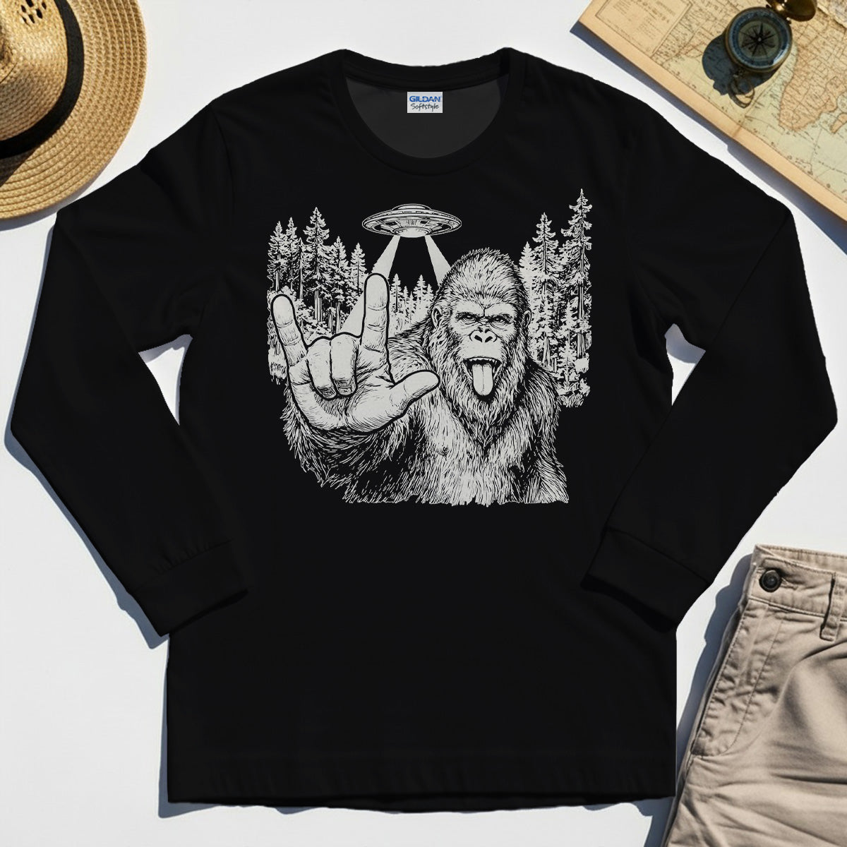 Funny Bigfoot Rock On Long Sleeve 2