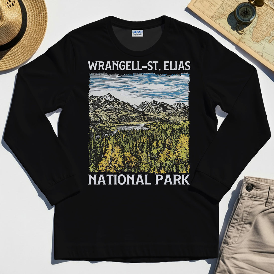 Alaska Mountain & Forest Wrangell-St. Elias National Park Long Sleeve Tee 1