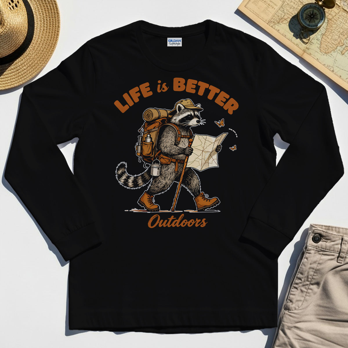 Raccoon "Life is Better Outdoors" Long Sleeve Tee 2