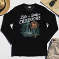 Bigfoot Life Is Better Outdoors Long Sleeve, Retro Camping Graphic Long Sleeve Tee For Outdoor Adventurers 2