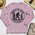 Retro Respect the Locals Bigfoot Long Sleeve, Funny Sasquatch National Park Camping Long Sleeve Tee 2