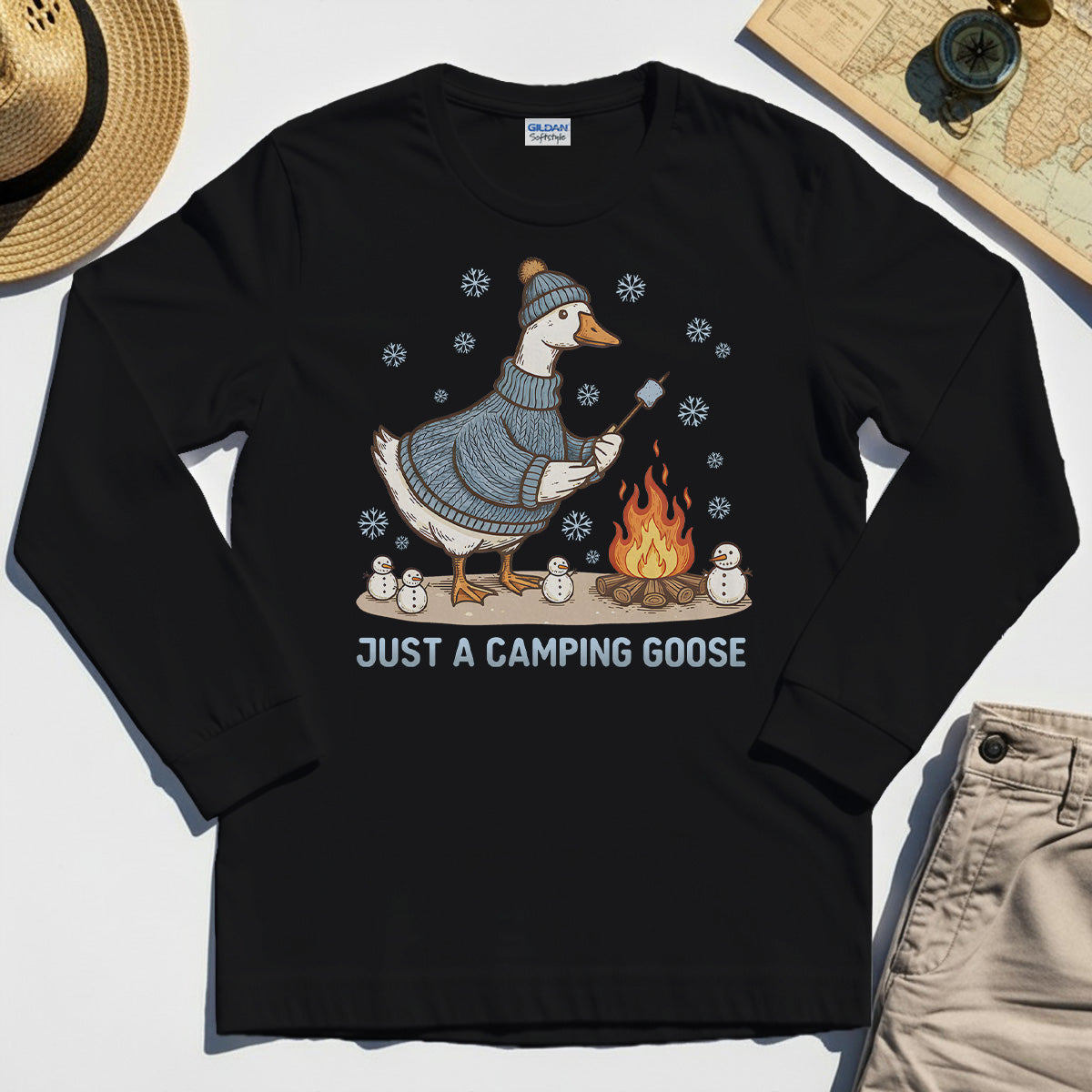 Funny Goose 'Just A Camping Goose' Outdoor Holiday Long Sleeve Tee 2