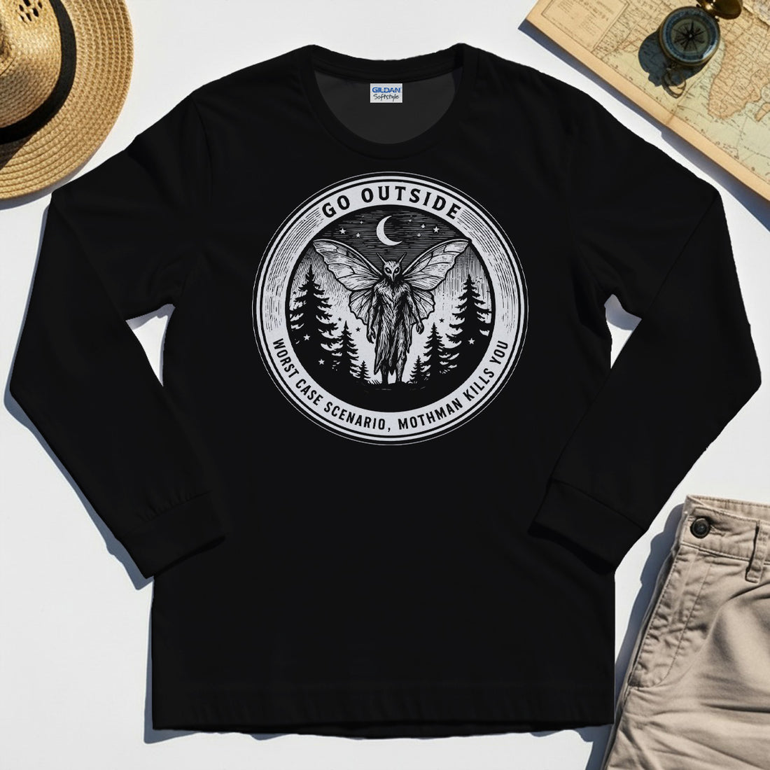 Funny Mothman Long Sleeve Tees For Campers 1