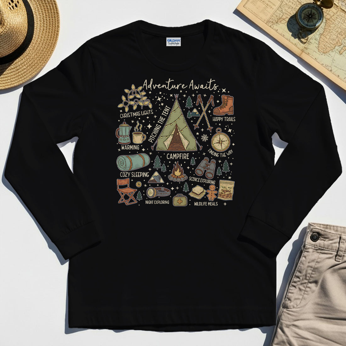 Camping Adventure Awaits Long Sleeve Tee 1