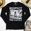 Bigfoot Respect The Locals Long Sleeve, Vintage Waterfall Hiking Graphic Long Sleeve Tee For Camper And Adventurers 2