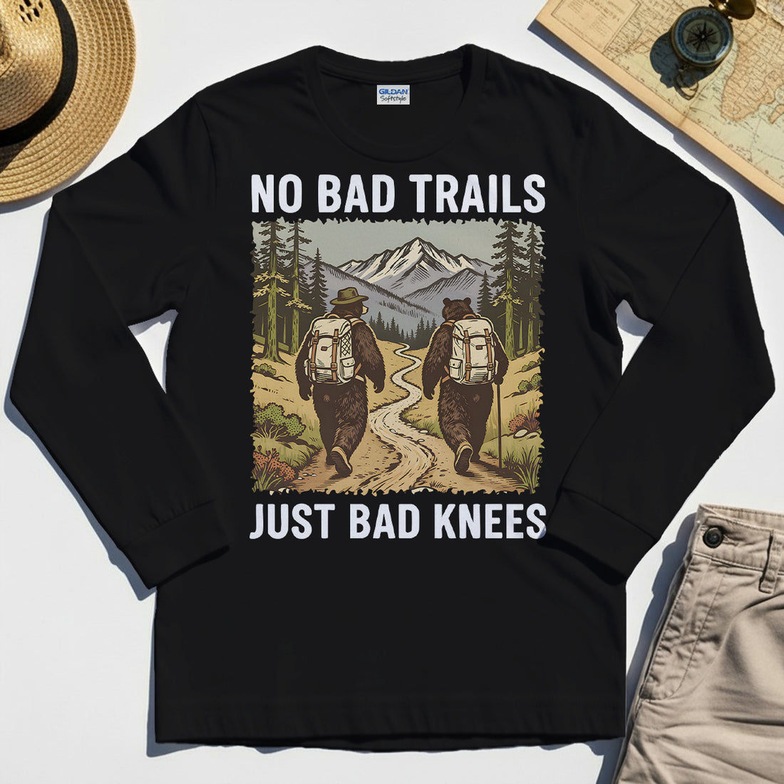 No Bad Trails Just Bad Knees Hiking Long Sleeve 1
