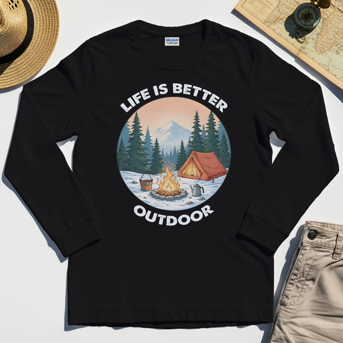 Funny Camping Life Is Better Outdoor Long Sleeve, Vintage Camping Long Sleeve Tee For Outdoor Adventure Lovers 1