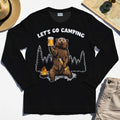 Let’s Go Camping Long Sleeve Tee, Funny Beer Drinking Bear Graphic Long Sleeve For Outdoor & Camping Lovers 1