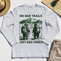 No Bad Trails Just Bad Knees Long Sleeve, Vintage Bear Backpacking Long Sleeve Tee For Campers and Outdoor Enthusiasts 1